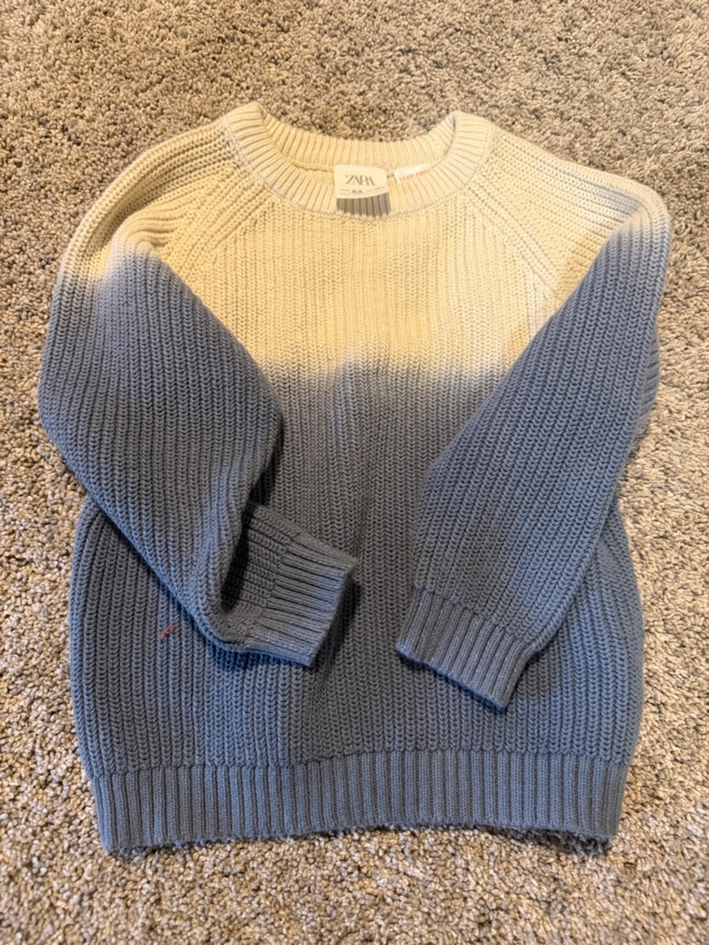 ZARA Kids Ombre Crewneck Sweater in Cream and Blue